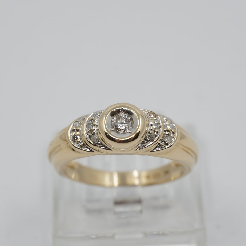 14K Gold 11- Diamond Wave ring