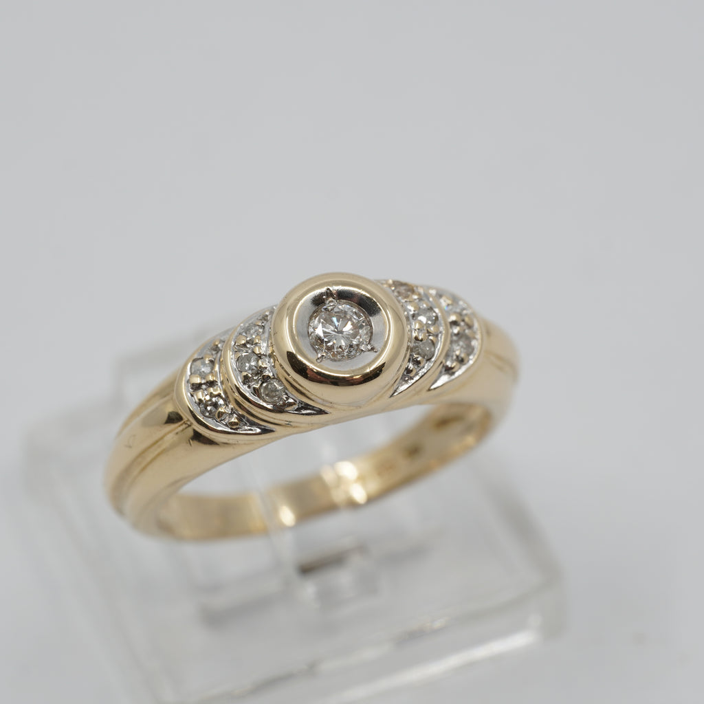 14K Gold 11- Diamond Wave ring