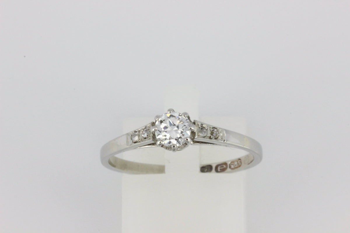14K White Gold Diamond Ring with 0.30ct Centre Diamond