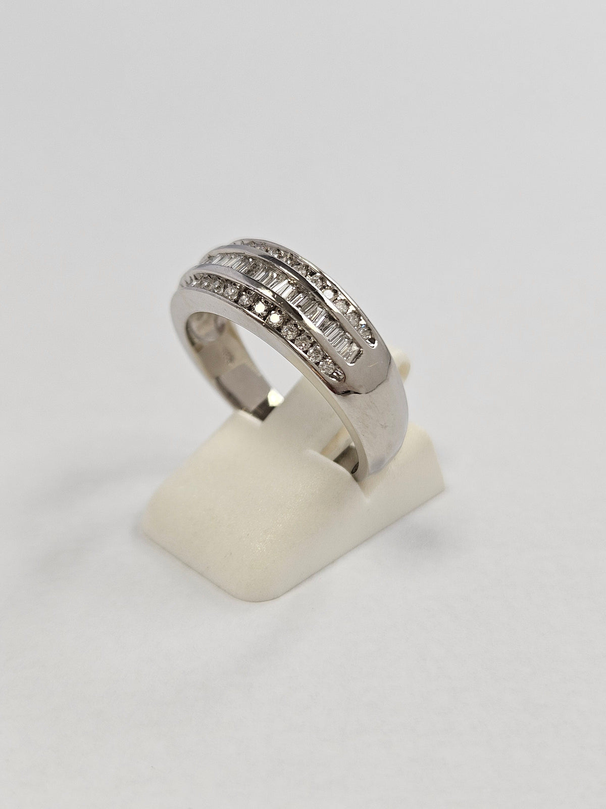 14K White Gold 51 Diamond Wide Band Ring
