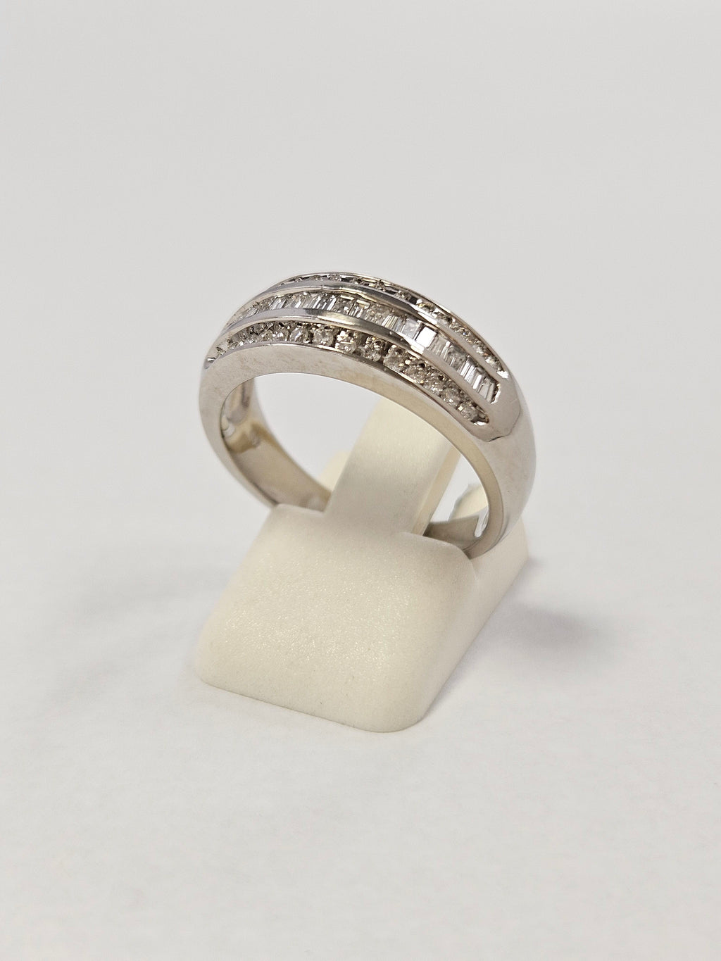 14K White Gold 51 Diamond Wide Band Ring
