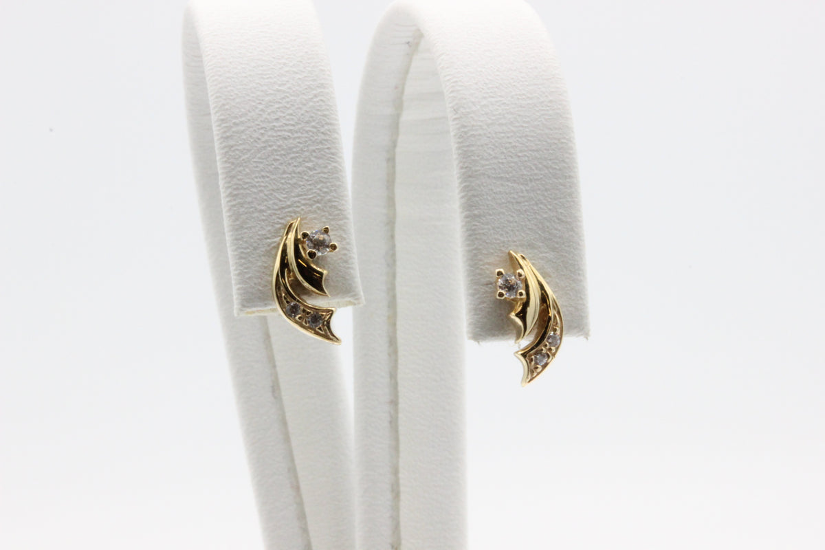14K Gold Abstract Stud Earrings