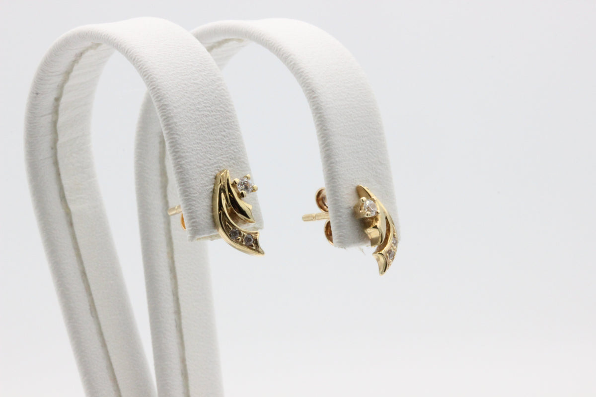 14K Gold Abstract Stud Earrings