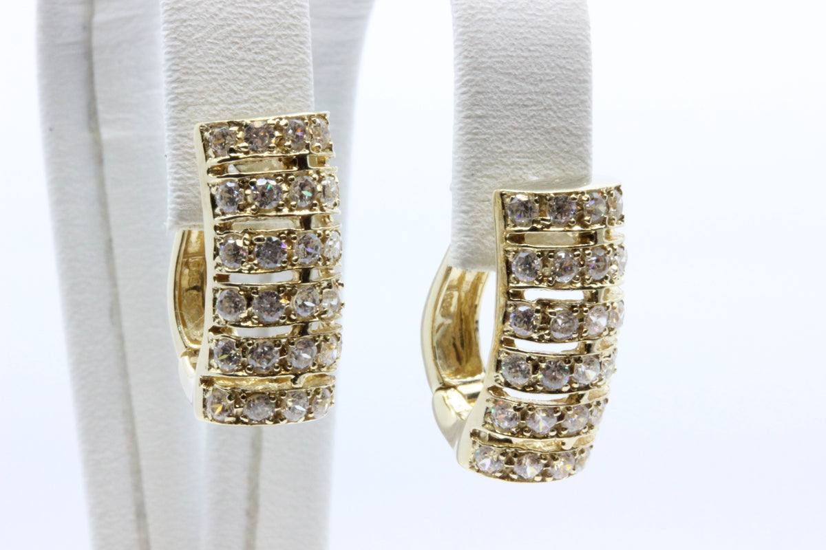 14K Gold Textured Hoop Earrings