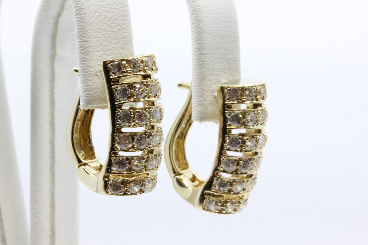 14K Gold Textured Hoop Earrings
