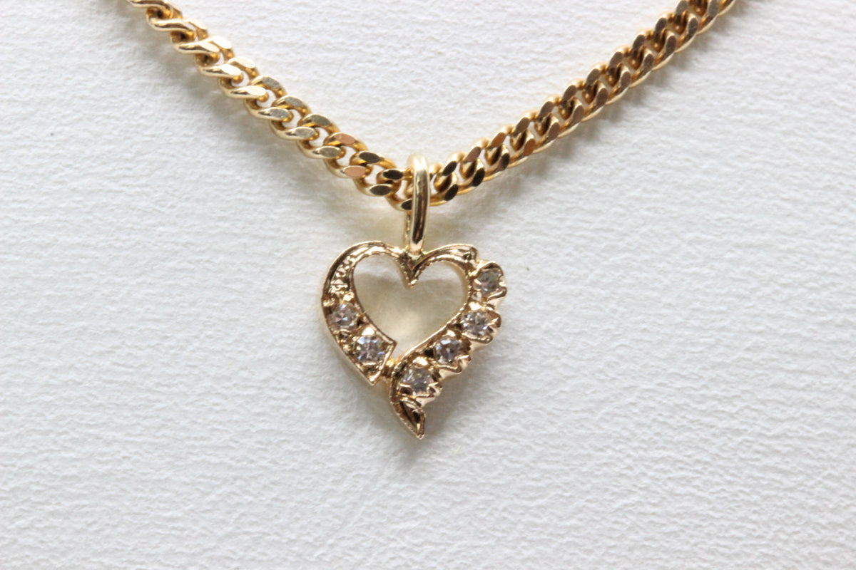 18K Gold Diamond Heart Pendant