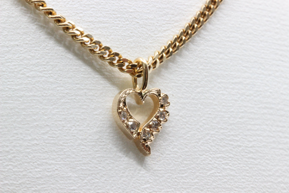 18K Gold Diamond Heart Pendant