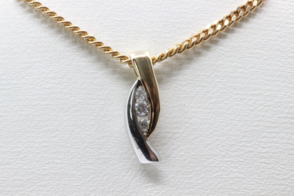 14K Two-Tone Gold Diamond Pendant