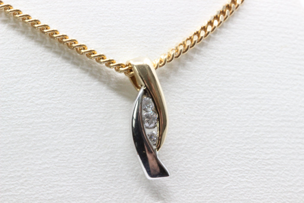 14K Two-Tone Gold Diamond Pendant