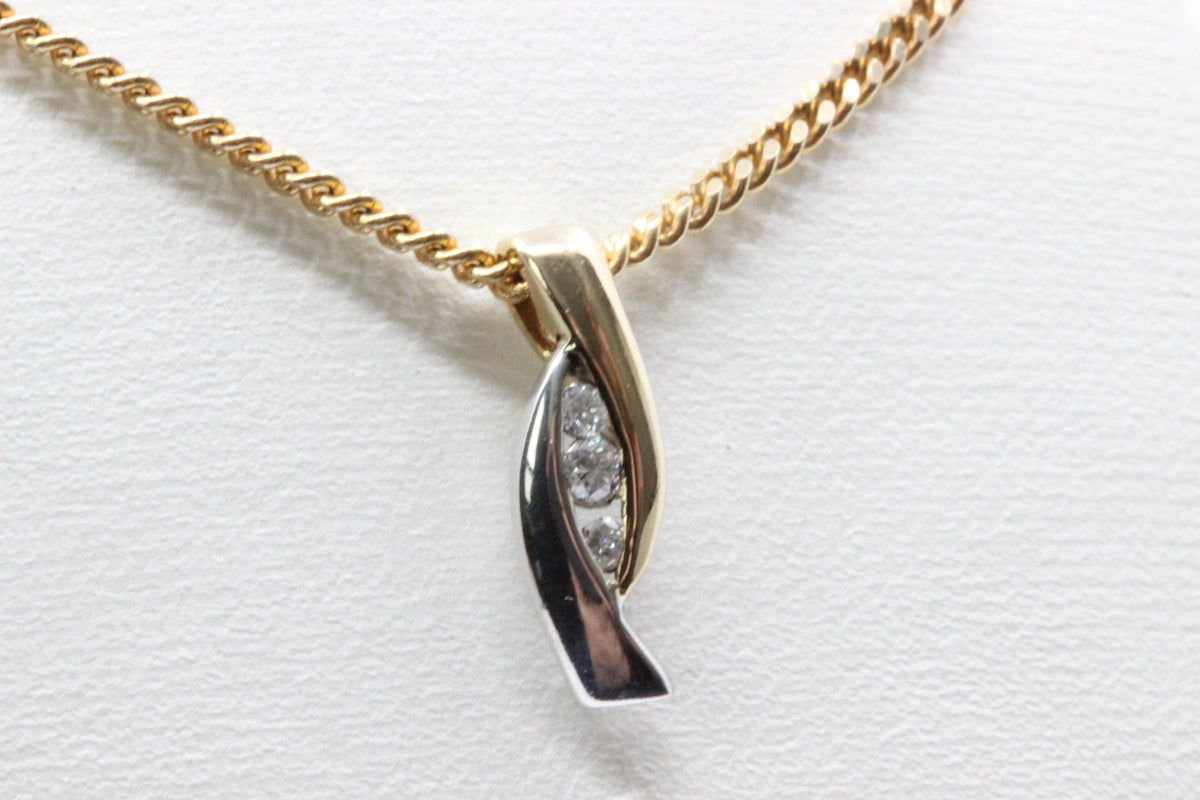 14K Two-Tone Gold Diamond Pendant