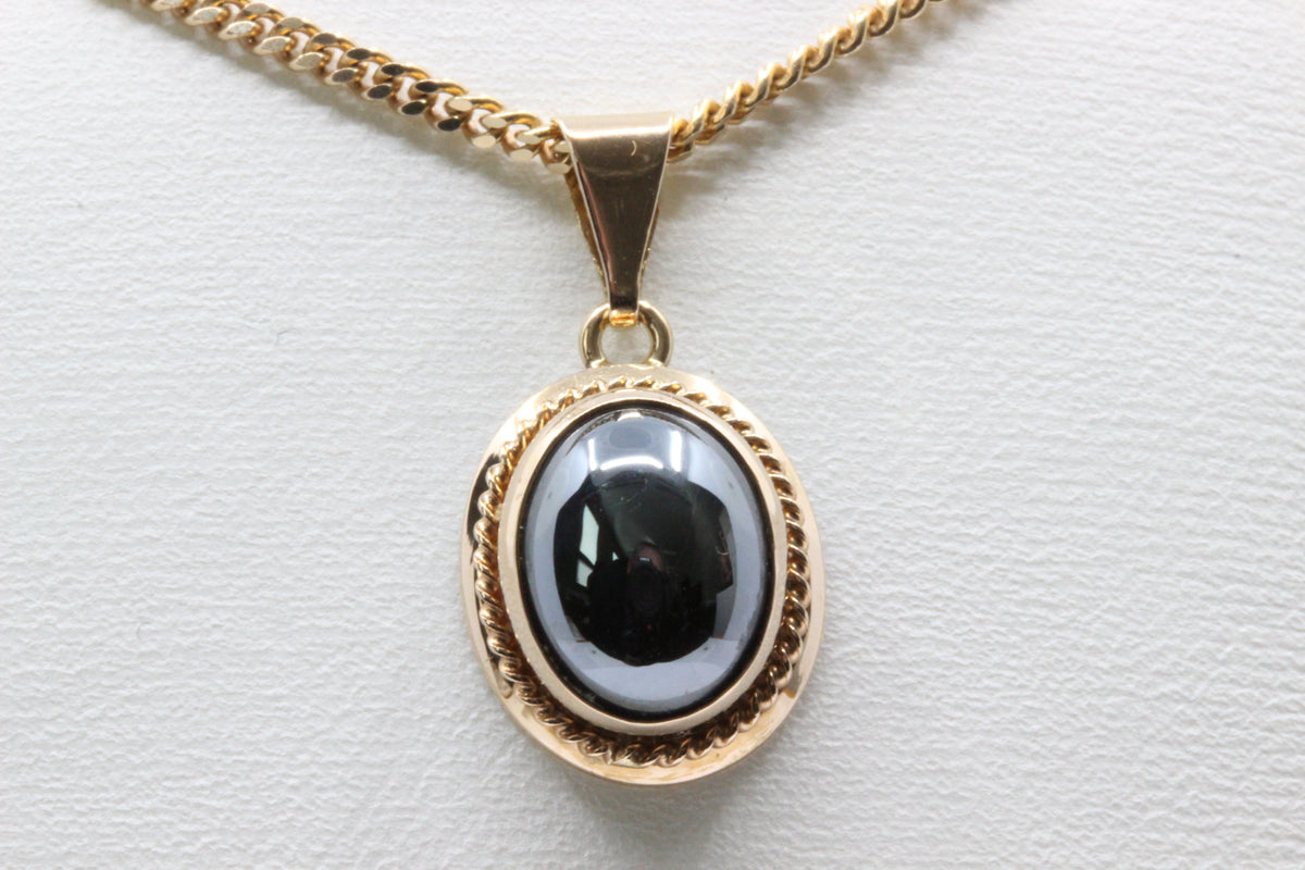 14K Gold Hematite Pendant
