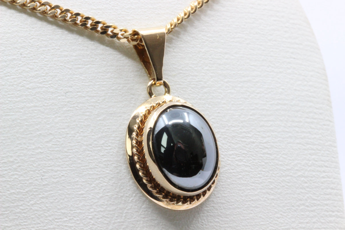 14K Gold Hematite Pendant