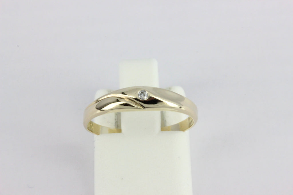 14K Gold Diamond Wave Ring