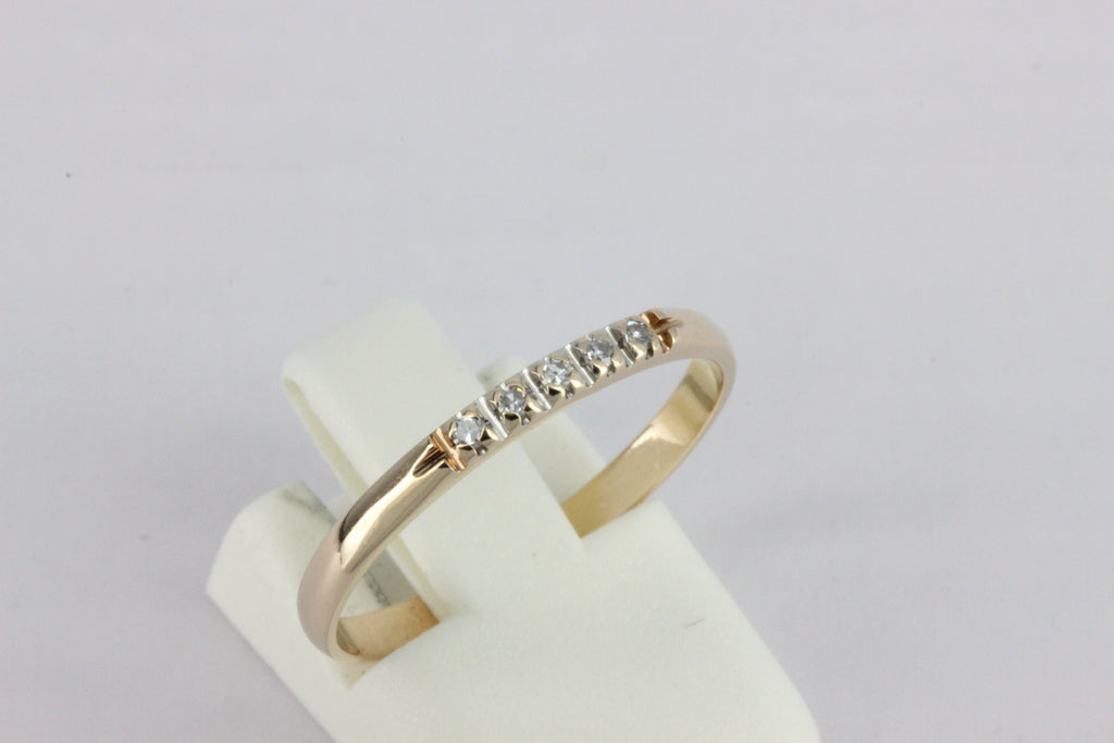 Vintage 1991 14K Gold Five Diamond Ring