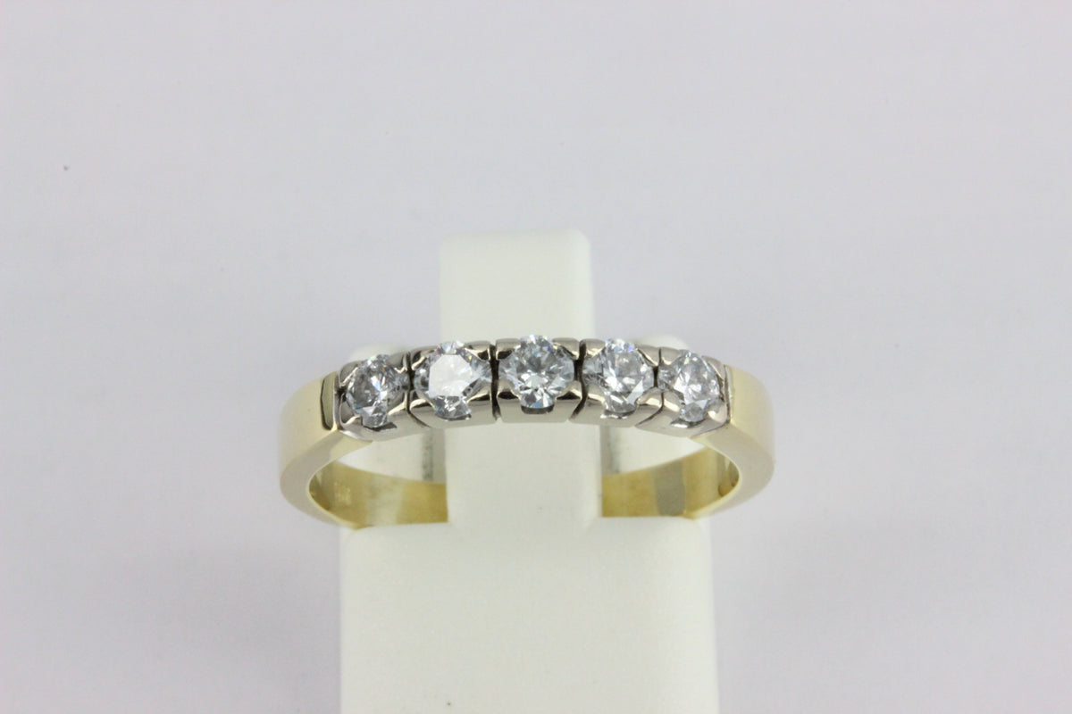 14K Yellow Gold 5 Diamond Half Eternity Ring
