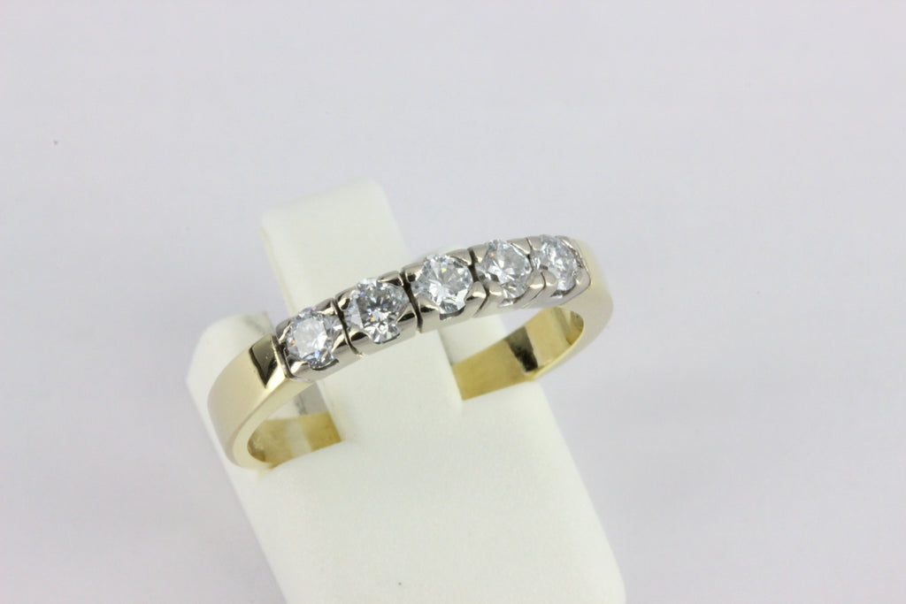 14K Yellow Gold 5 Diamond Half Eternity Ring