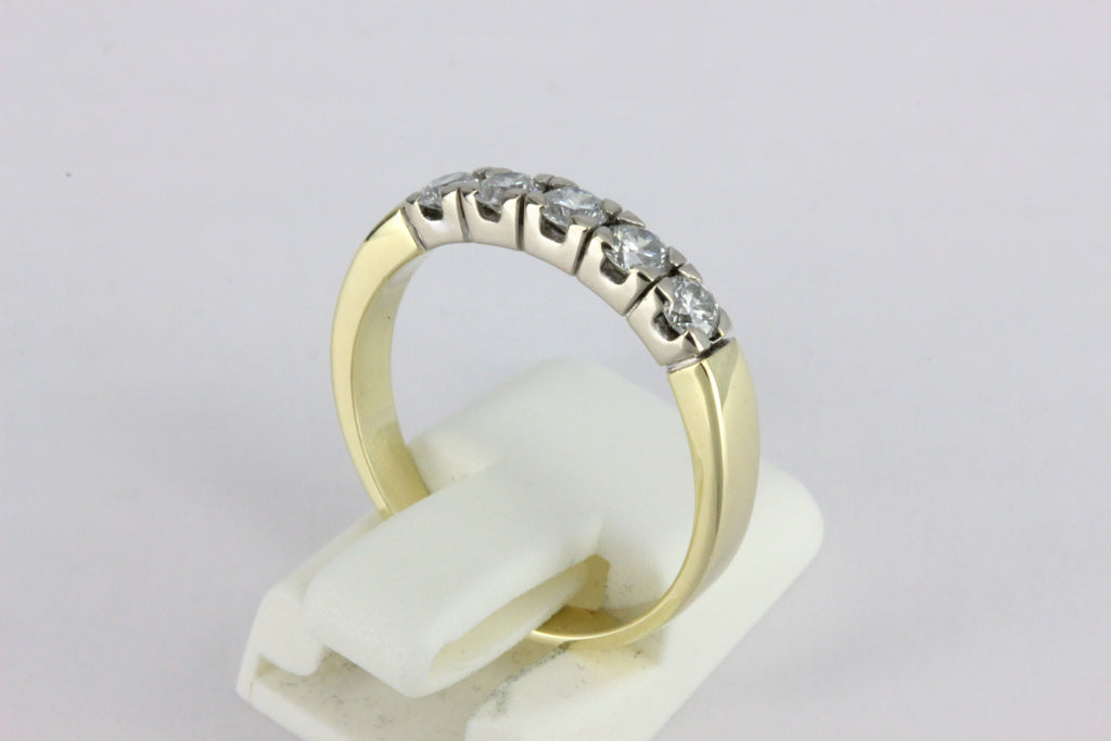 14K Yellow Gold 5 Diamond Half Eternity Ring