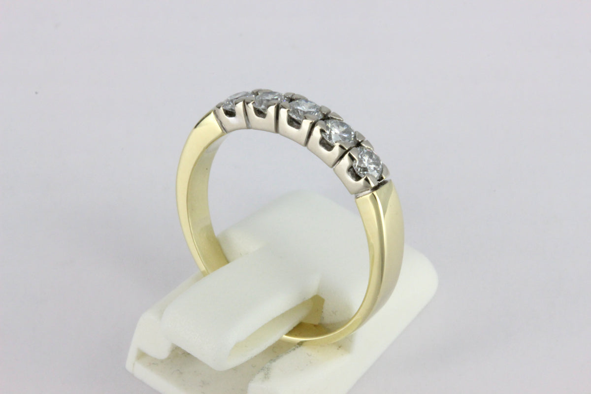 14K Yellow Gold 5 Diamond Half Eternity Ring