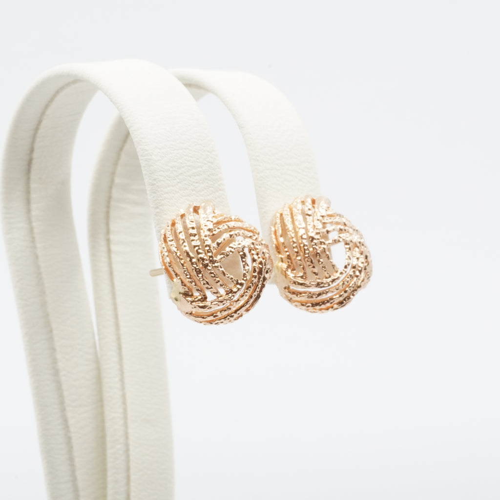 14K Gold Textured Stud Earrings