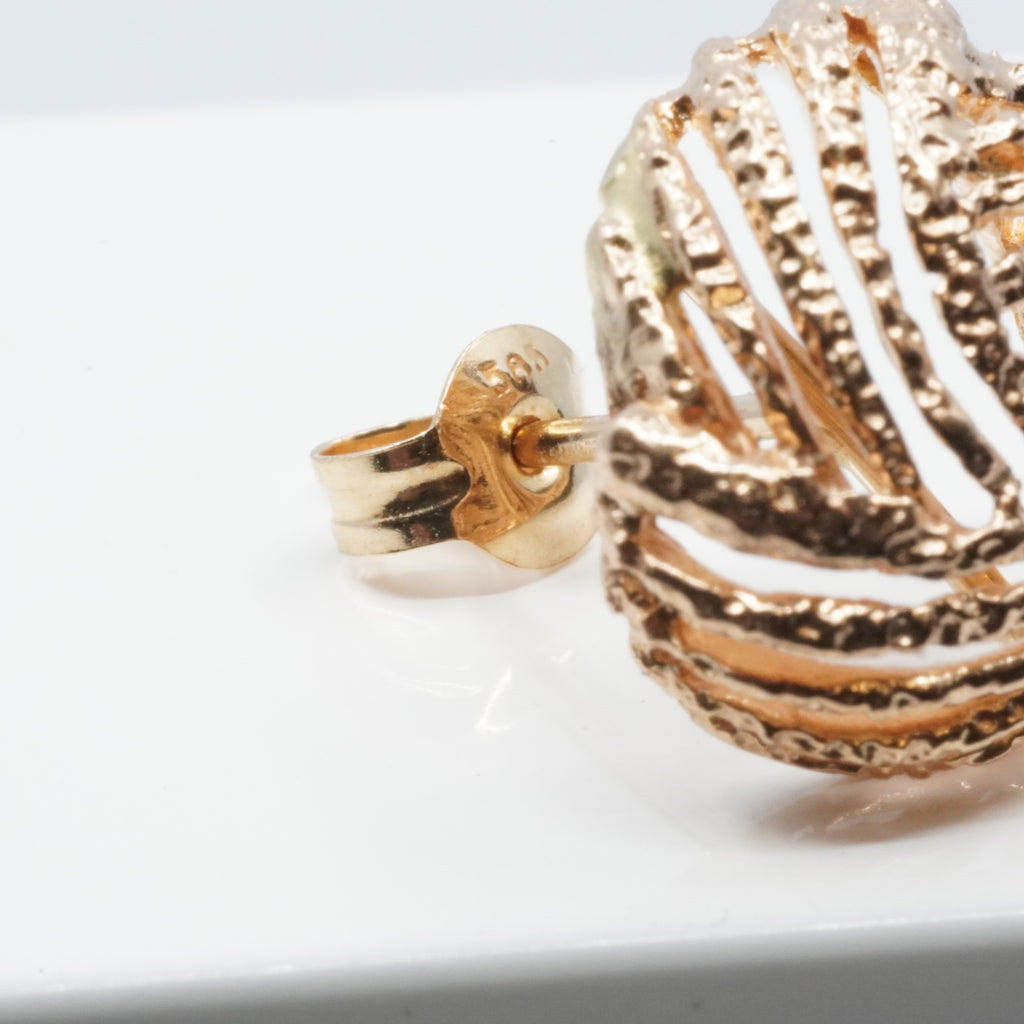 14K Gold Textured Stud Earrings