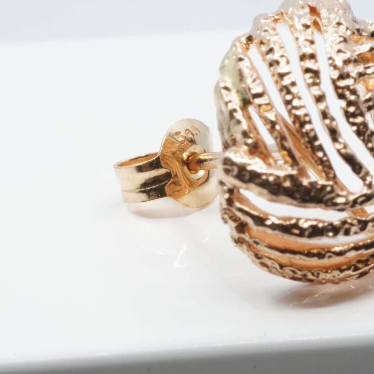 14K Gold Textured Stud Earrings