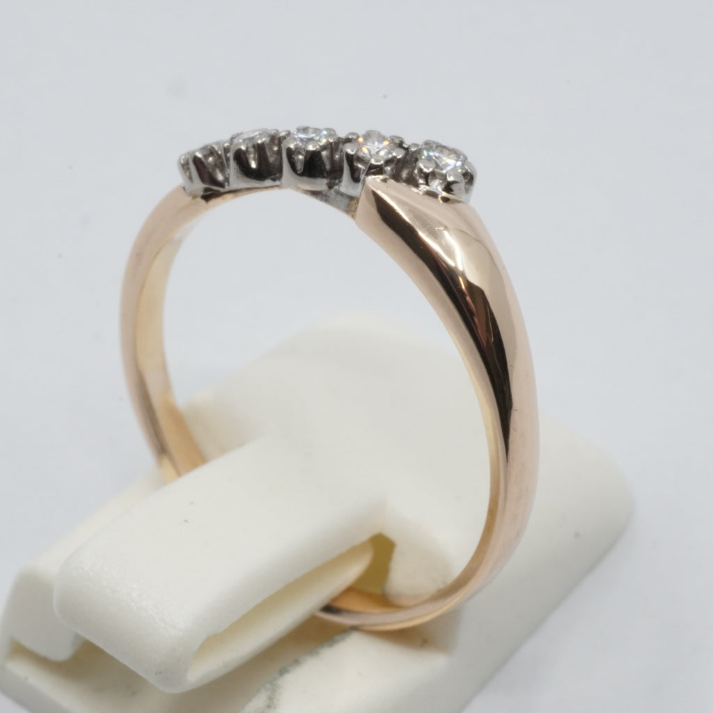 14K Yellow Gold 5 Diamond Wave Ring- 1996