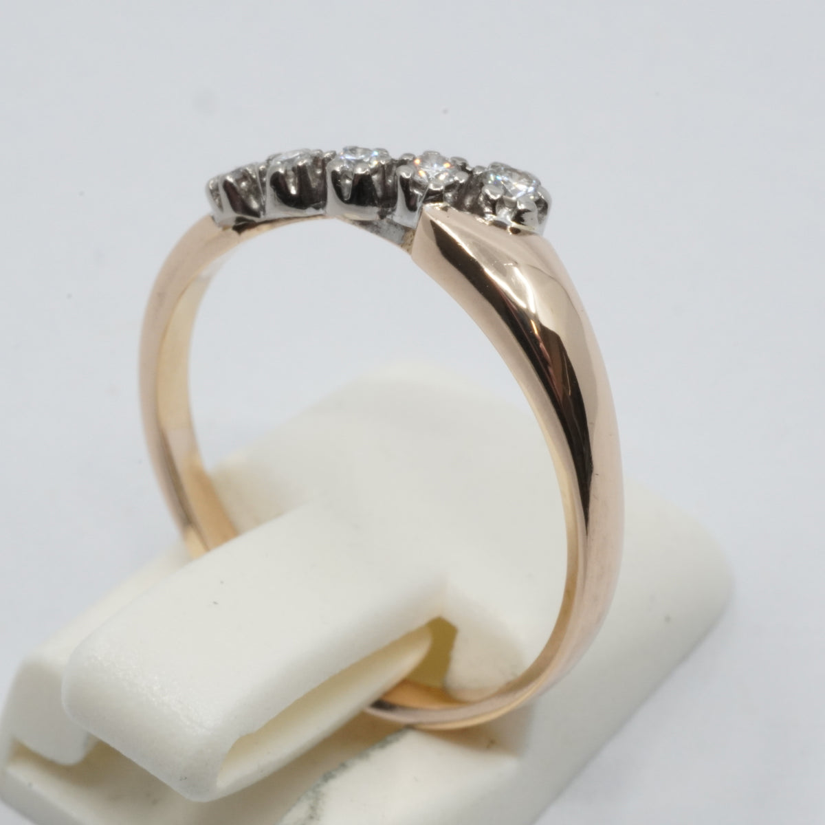 14K Yellow Gold 5 Diamond Wave Ring- 1996