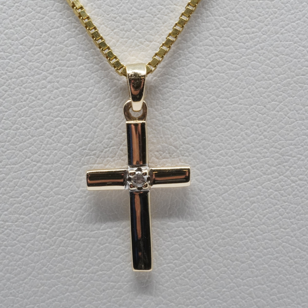 14K Gold Diamond Cross Pendant