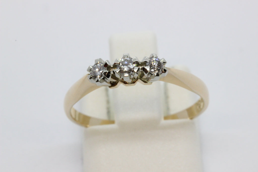 Vintage 14K Gold Three-Diamond Ring- 1987