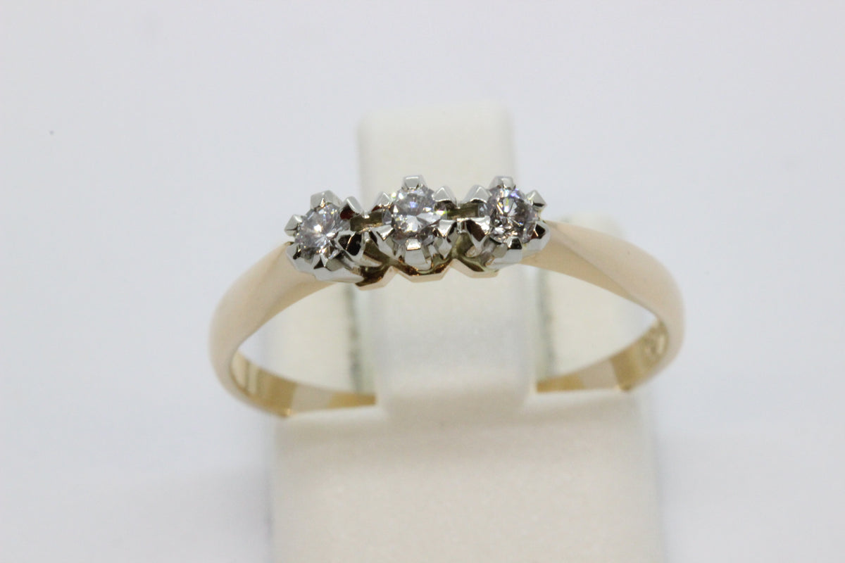 Vintage 14K Gold Three-Diamond Ring- 1987