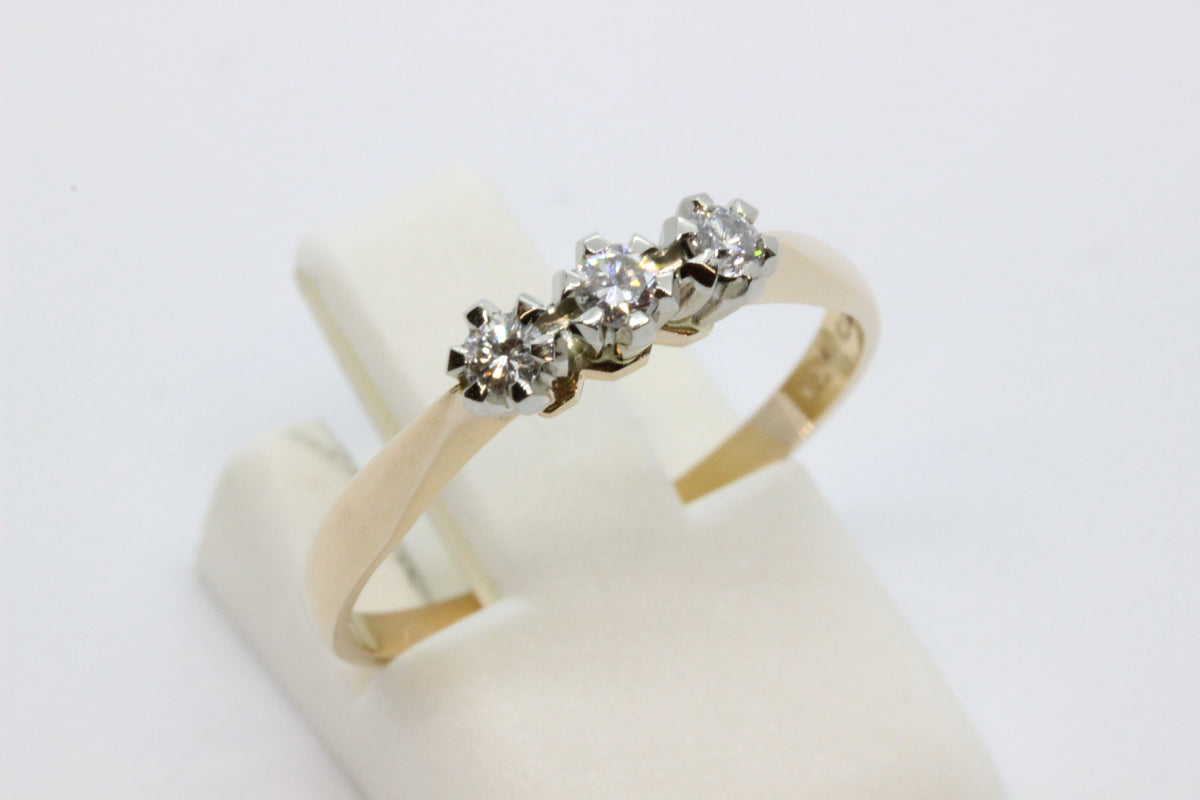 Vintage 14K Gold Three-Diamond Ring- 1987