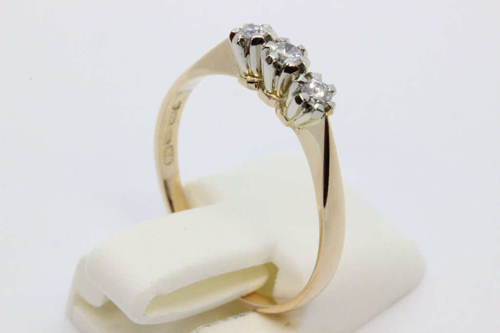 Vintage 14K Gold Three-Diamond Ring- 1987