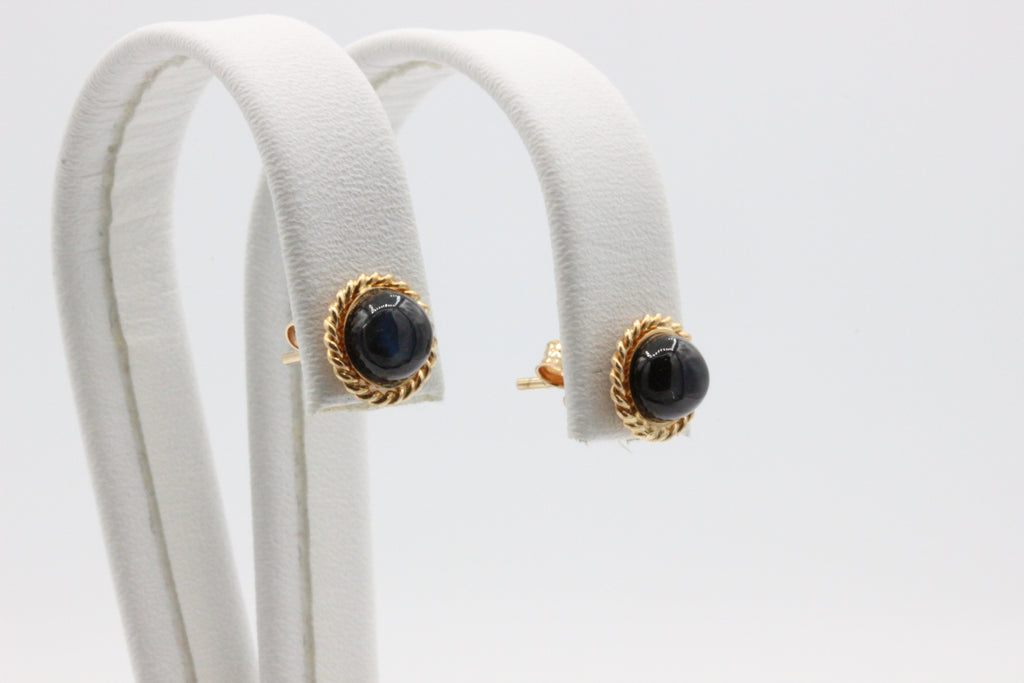 14K Gold Round Stud Earrings