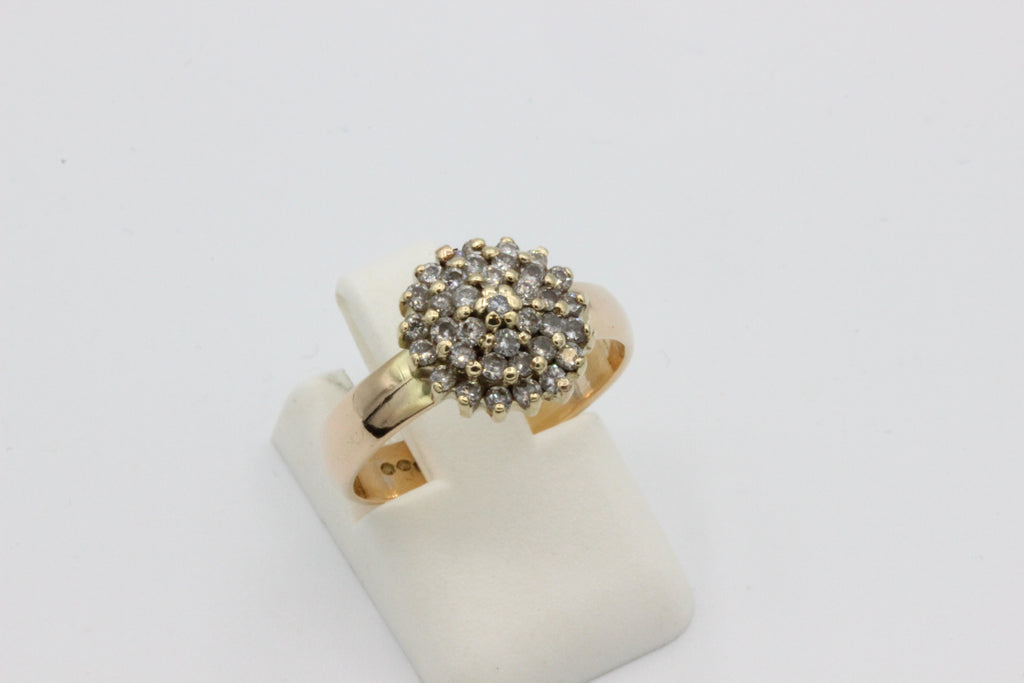 Vintage 14K Gold 36-Diamond Cluster Ring- 1989