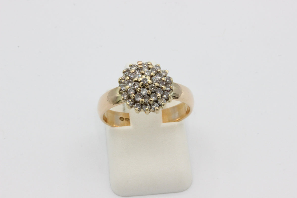 Vintage 14K Gold 36-Diamond Cluster Ring- 1989