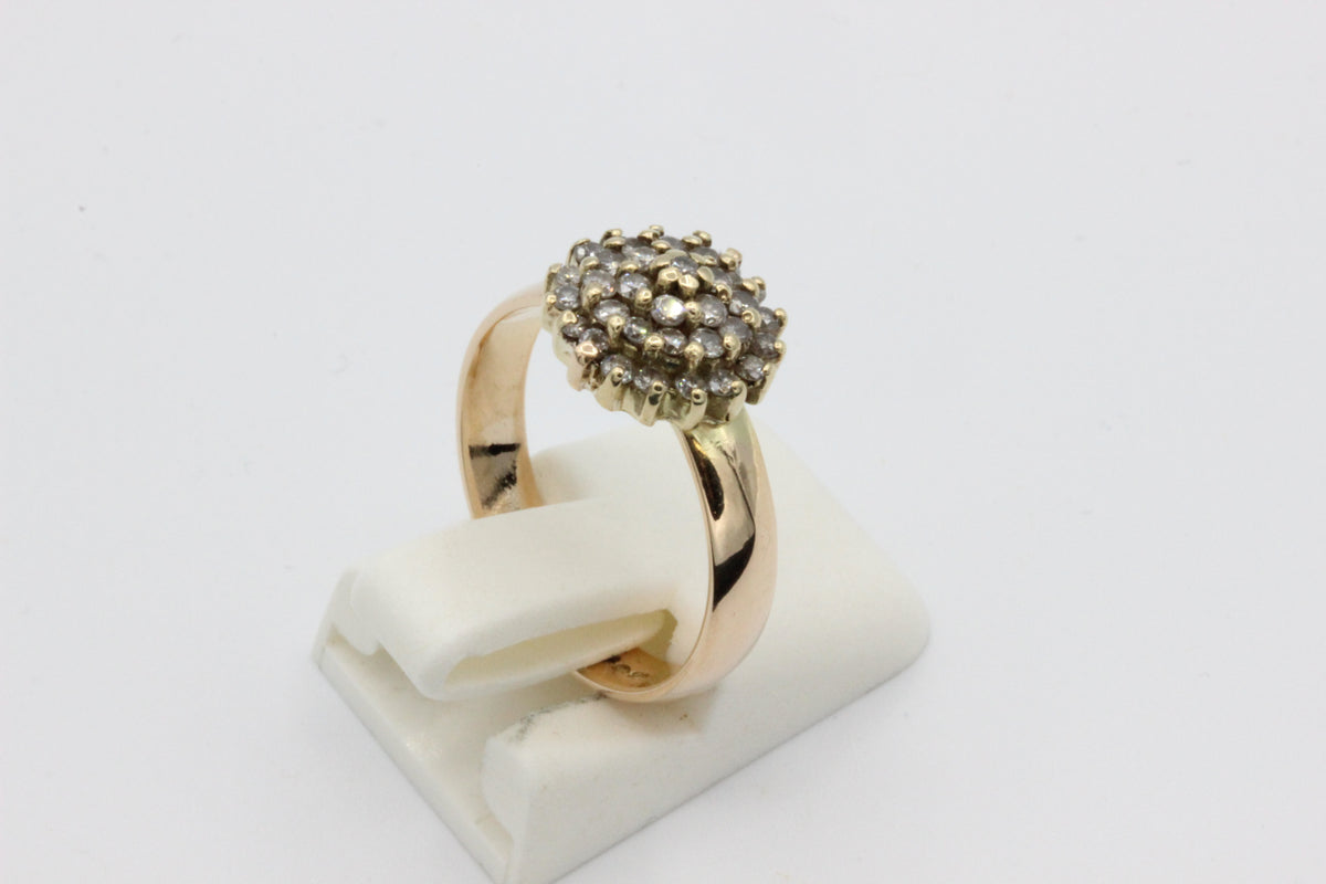 Vintage 14K Gold 36-Diamond Cluster Ring- 1989
