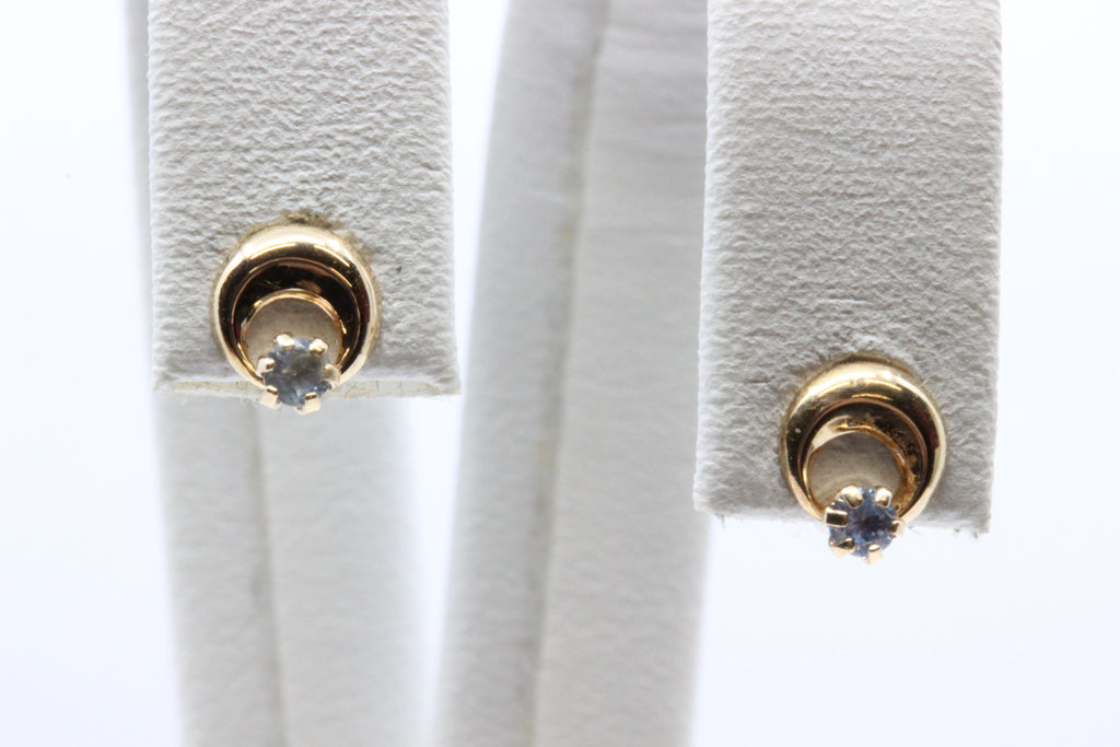 14K Gold Two-Tone Stud Earrings