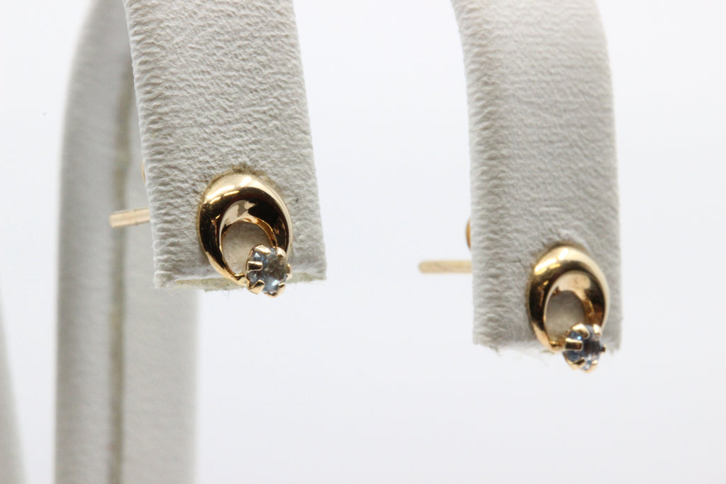 14K Gold Two-Tone Stud Earrings