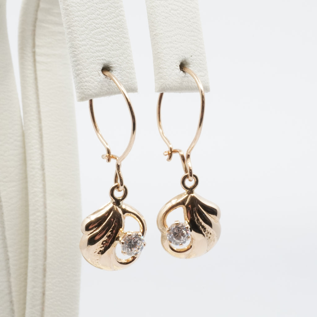 14K Gold Floral Drop Earrings