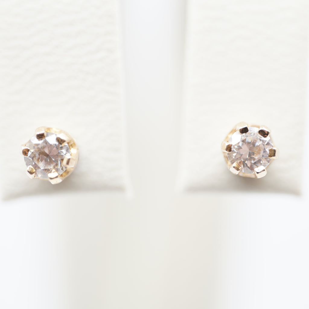 14K Gold Solitaire Stud Earrings