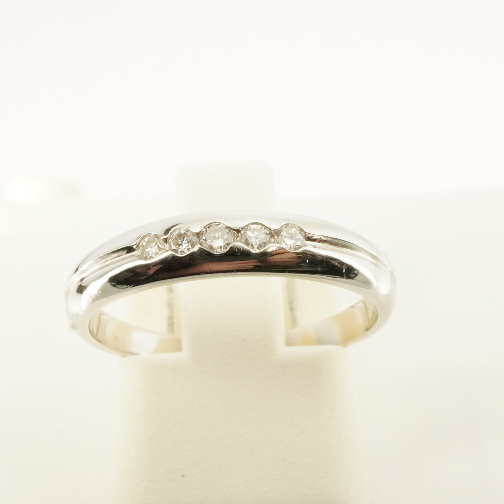 Vintage 14K White Gold 5 Diamond Ring