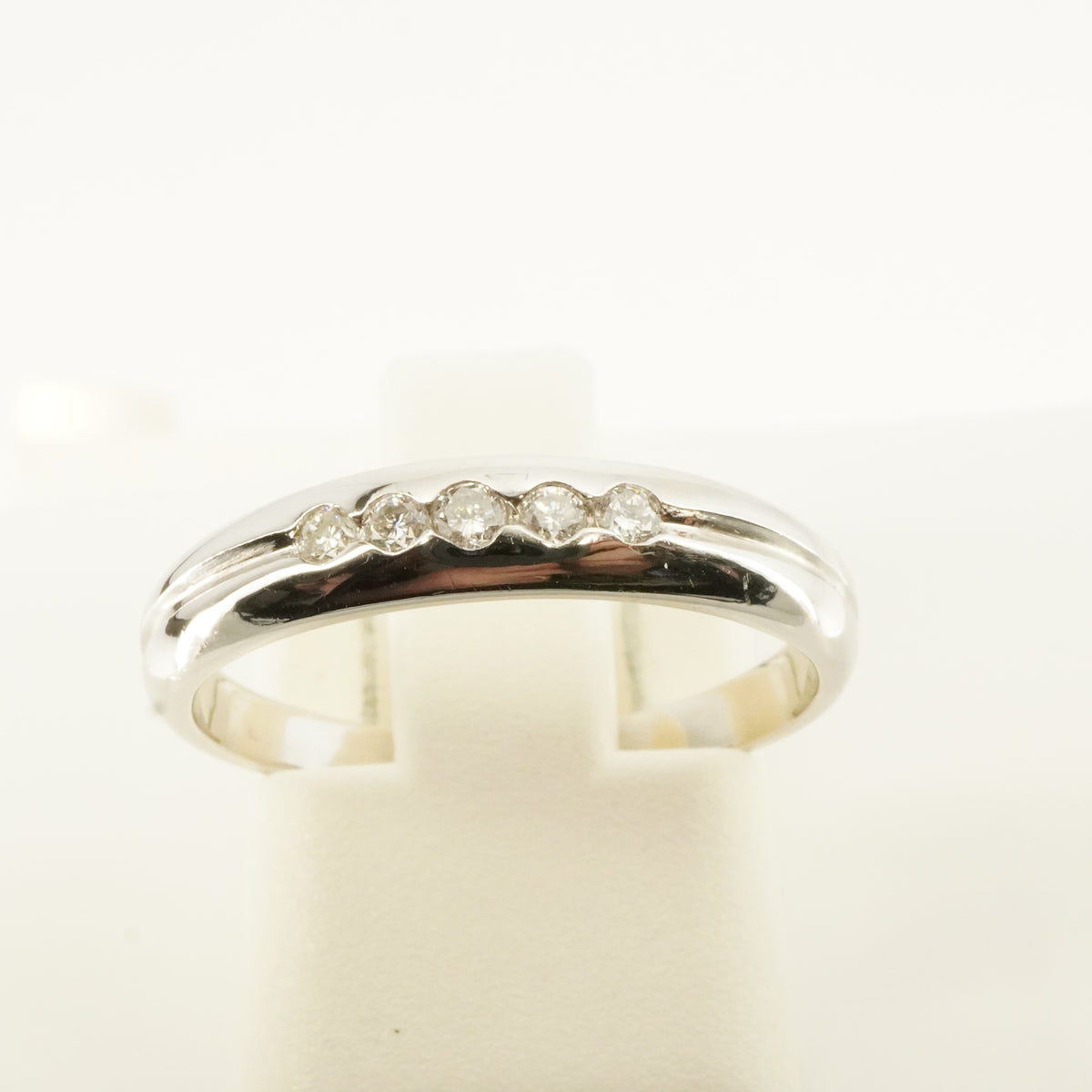 Vintage 14K White Gold 5 Diamond Ring