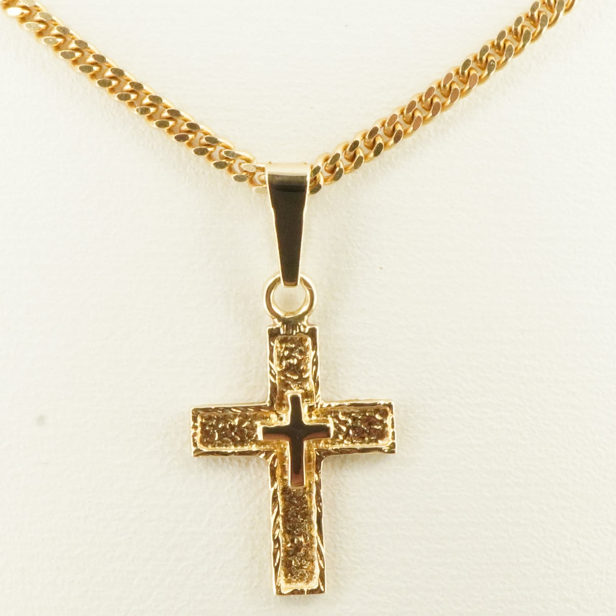 14K Gold Textured Cross Pendant