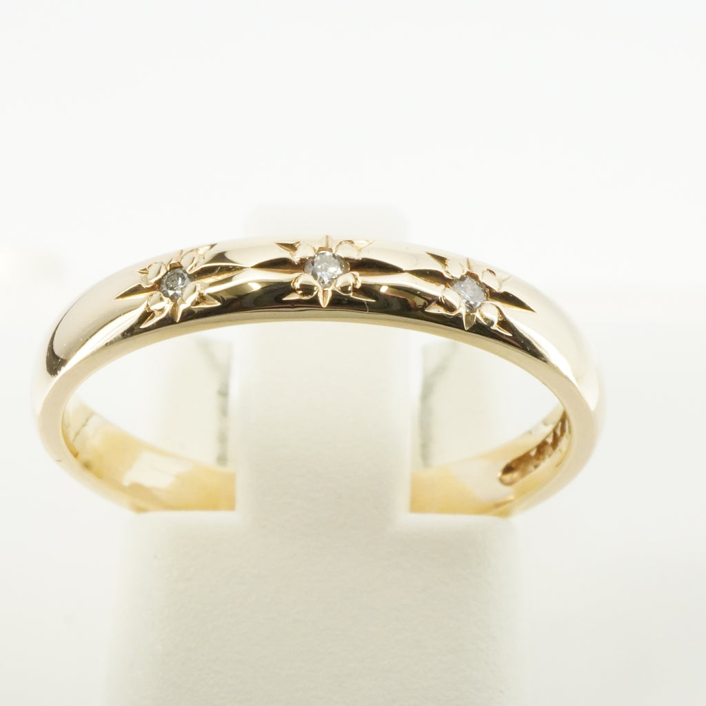 14K Gold Three-Diamond Band Ring-2004