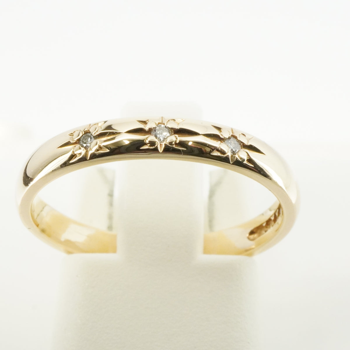 14K Gold Three-Diamond Band Ring-2004