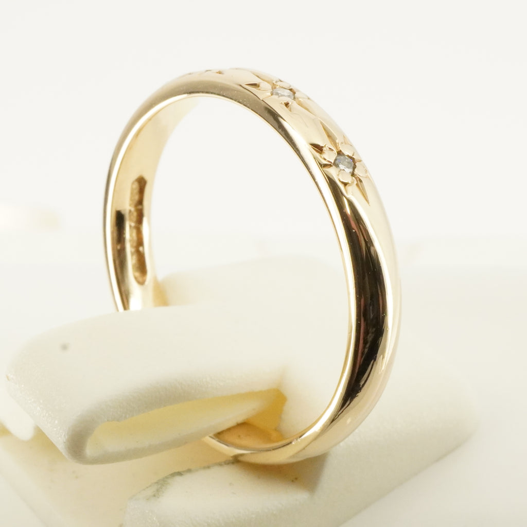 14K Gold Three-Diamond Band Ring-2004