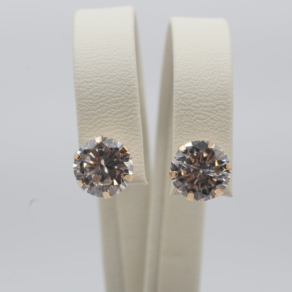 14K Gold Zircon Cluster Stud Earrings