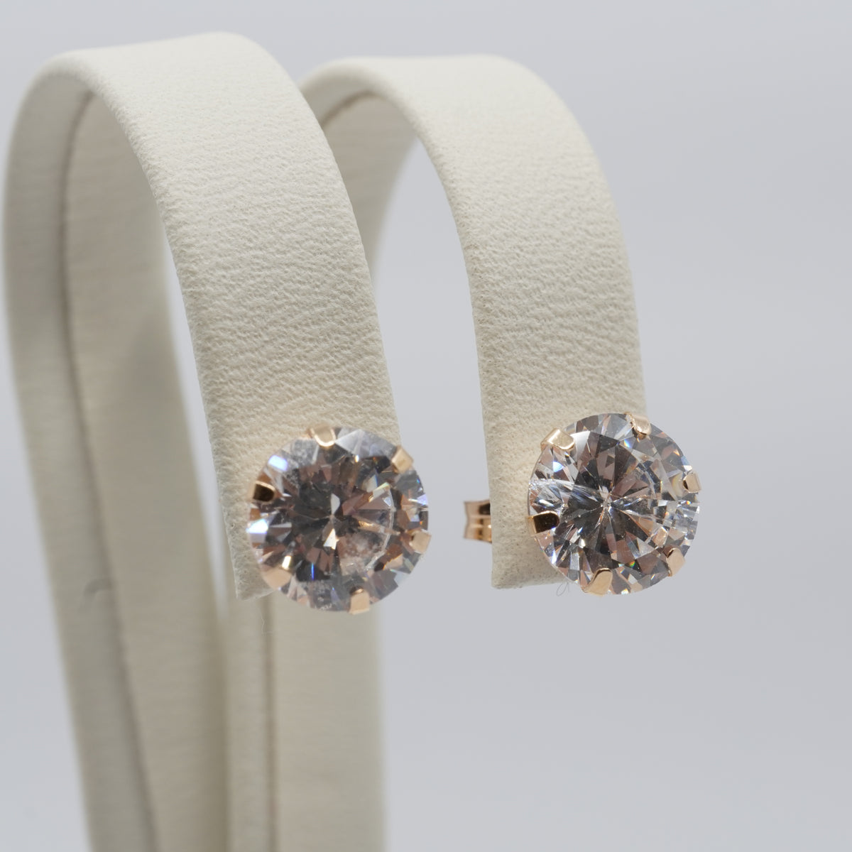 14K Gold Zircon Cluster Stud Earrings
