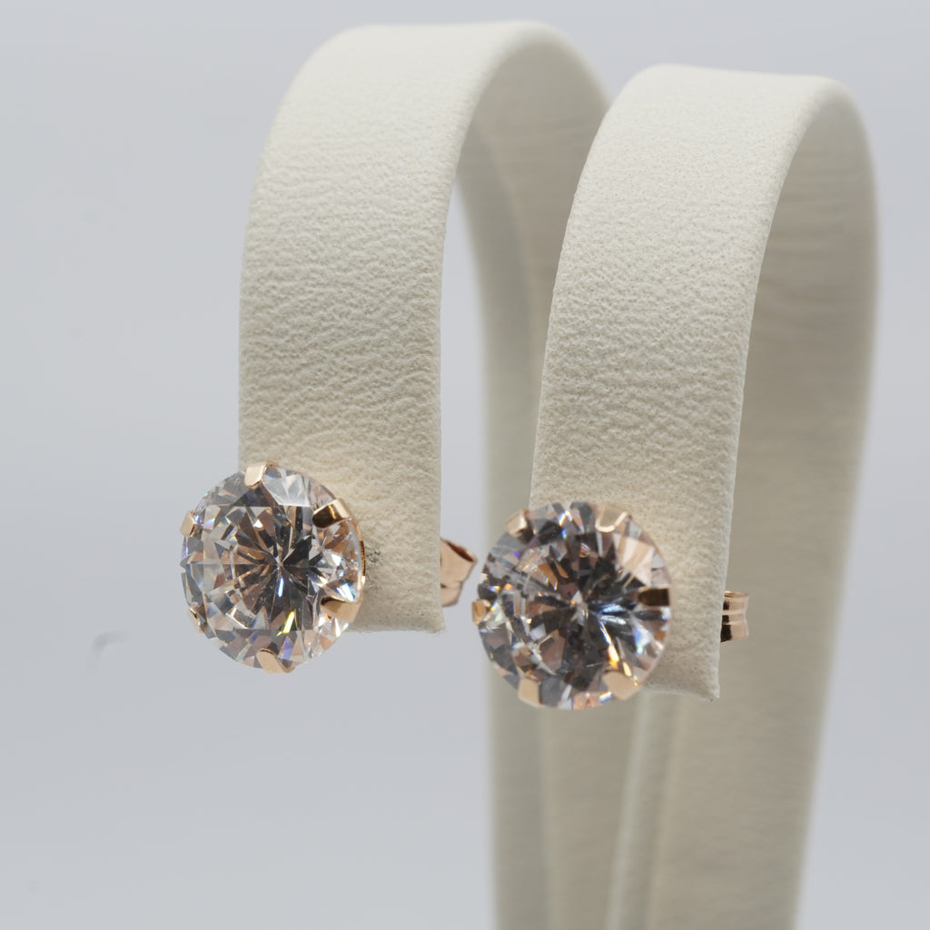 14K Gold Zircon Cluster Stud Earrings