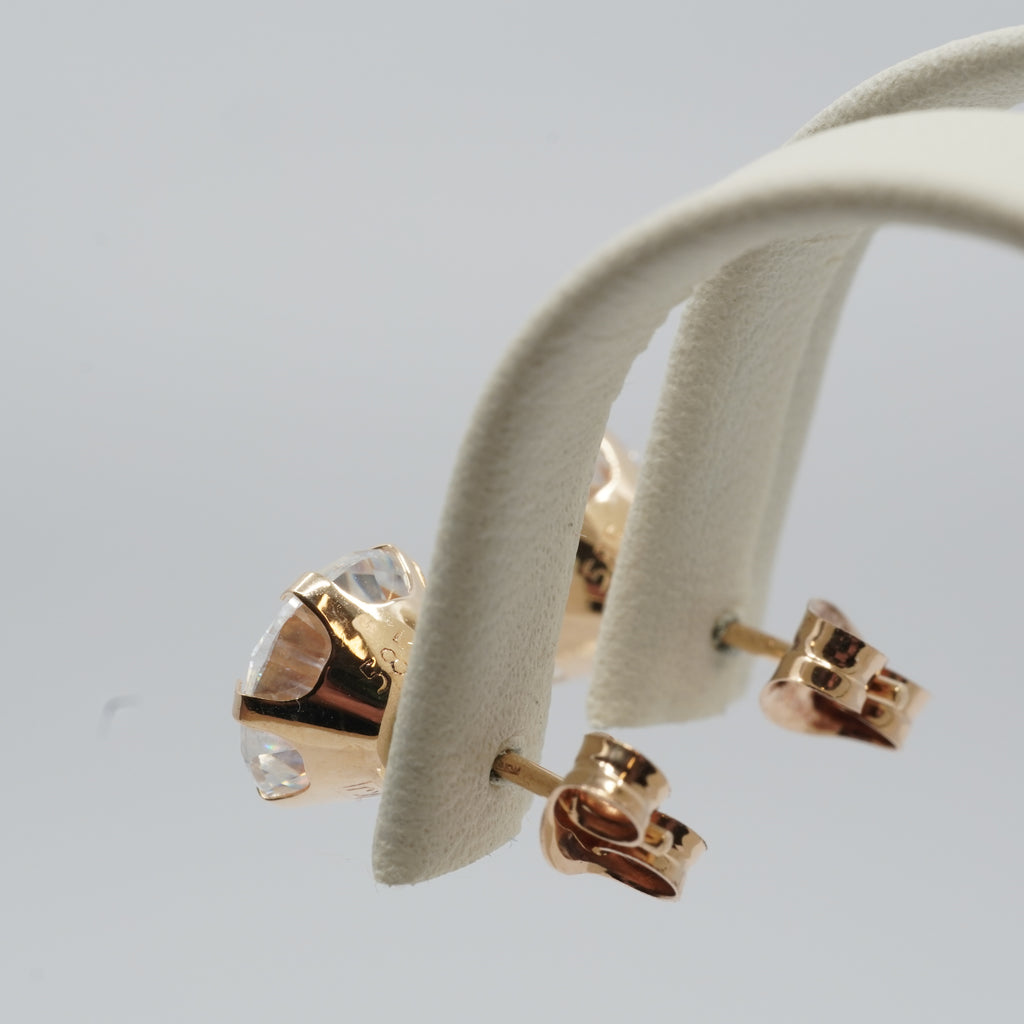 14K Gold Zircon Cluster Stud Earrings